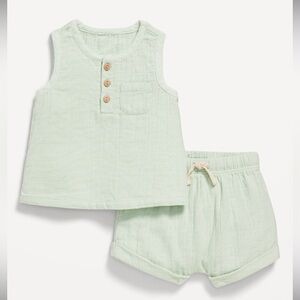 Unisex Double-Weave Tank Top and Shorts Set for Baby